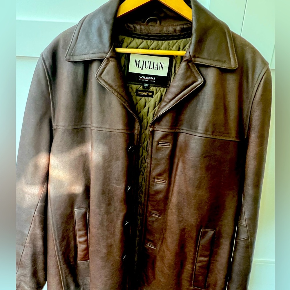 VINTAGE Wilsons M Julian Leather Jacket Mens LARGE. Dark Brown. W/zip out liner